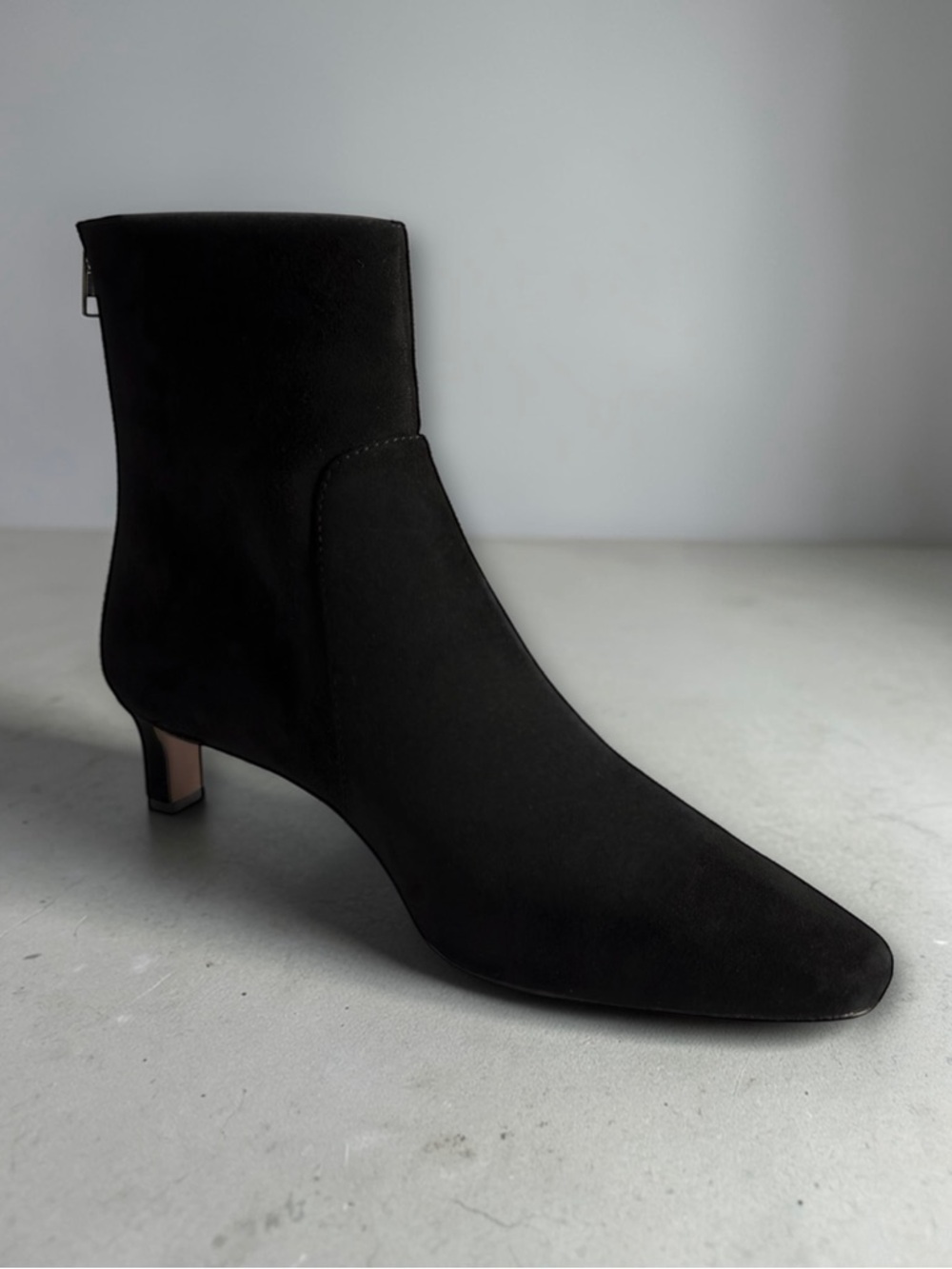 🌟SALE NWT Madewell The Dimes Kitten Heel Suede Zip Boots Black